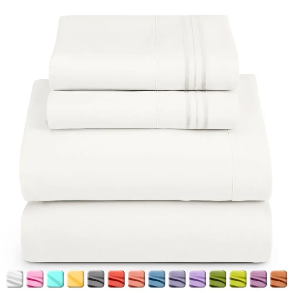 US- 1800 Series 4-piece Bed Sheet Set Hotel Deluxe Ultra Soft Deep Pocket Bed Sheet Set