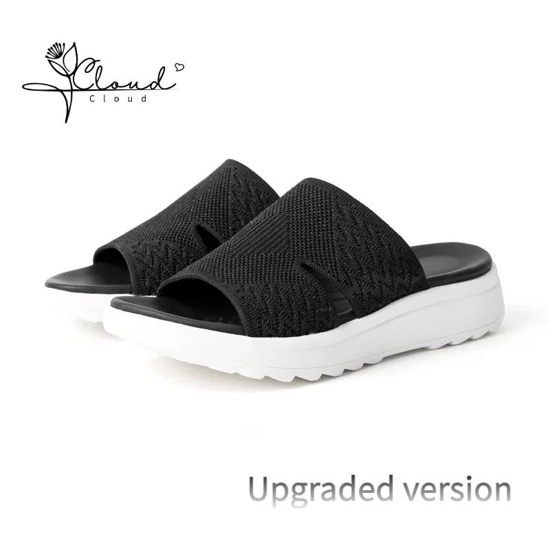 

New Large Women's Fashion Flat Bottom Slope Heel Breathable Leisure Beach Comfortable Cool Slippers Exquisite Atmosphere