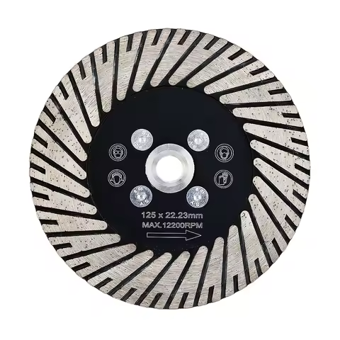 125mm/5" Diamond Turbo Cutting Blade Granite Turbo Saw Blade Cut &amp; Grind for Granite Quartz Quartzite, with Removable Flange