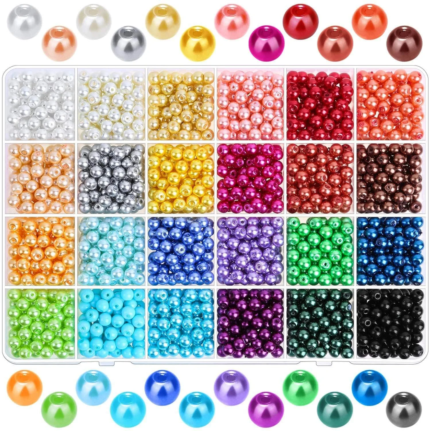 

1680pcs 6mm 24 Colors Faux Pearl Set DIY Bracelet Necklace Making Materials with Box