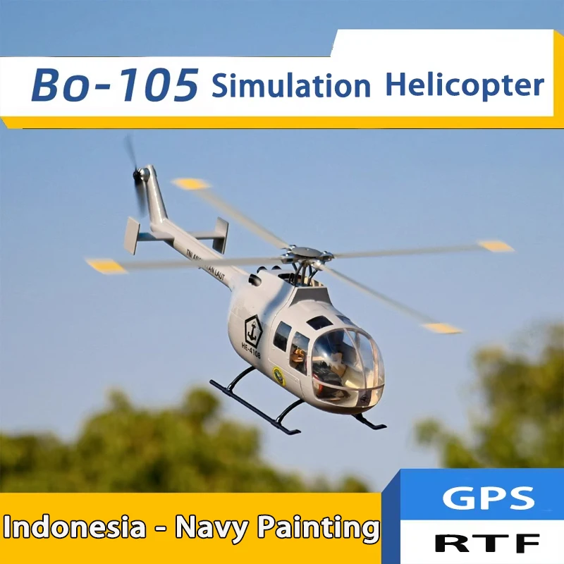 Flying Wing 470 BO-105 Navy Painted Real Aircraft Six Channel Single Propeller Simulation Remote Control Model Helicopter