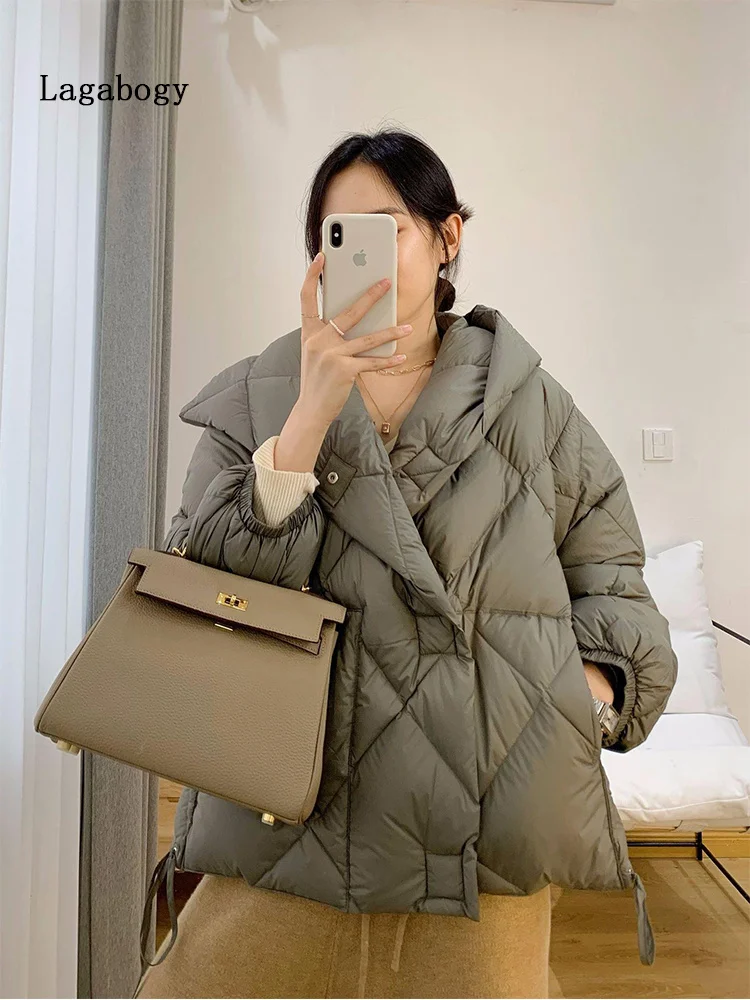 

Down 90% White Duck 2023 Coat Winter Women Short Puffer Jacket Light Warm Parkas Female Casual Hooded Loose Outwear