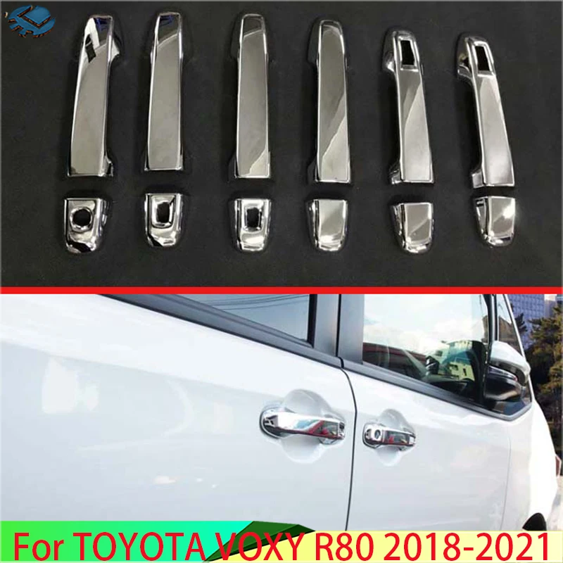 

For TOYOTA VOXY/NOAH R80 2018-2021 Car Accessories ABS Chrome Door Handle Cover With Smart Key Hole Catch Cap Trim Molding 2019
