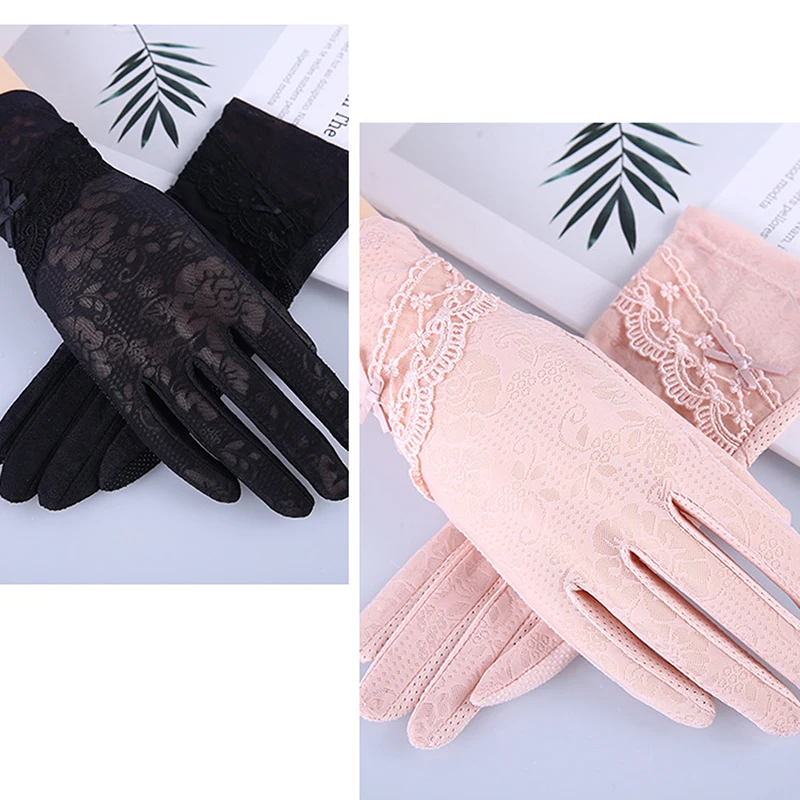 Guantes finos con pantalla táctil para mujer, protección solar UV de dedo completo, sin dedos, conducción al aire libre, verano y otoño