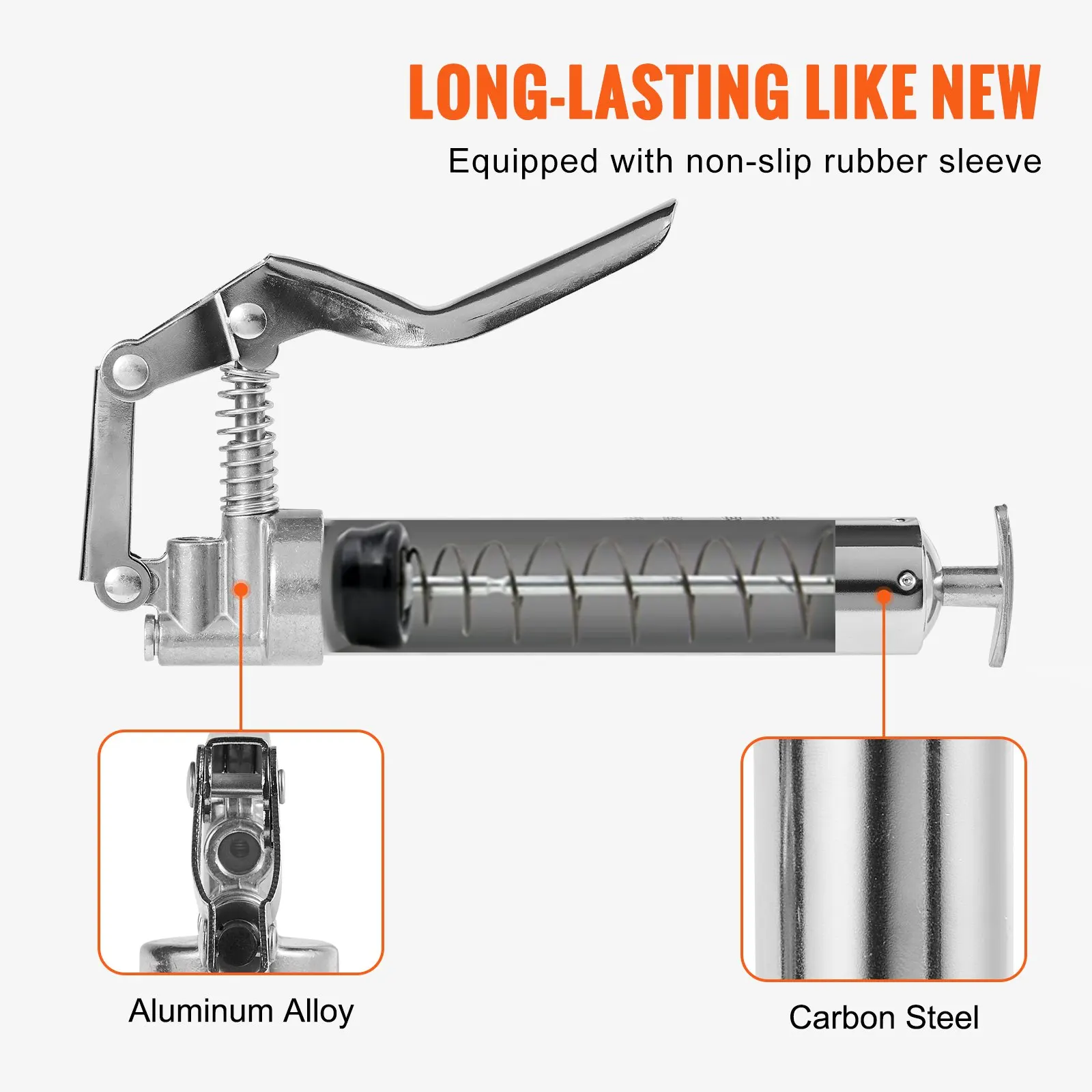 グリップ グリース ガン、3500 PSI、4 オンス 120 CC 容量ヘビーデューティ プロフェッショナル グリース ガン