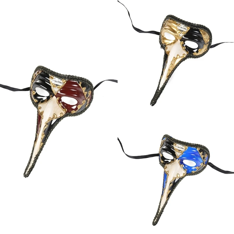 Masquerade Eyemask Halloween Długi nos Maska na oczy Półmaska dla kobiet Mężczyźni Halloween Karnawały Bal maskowy