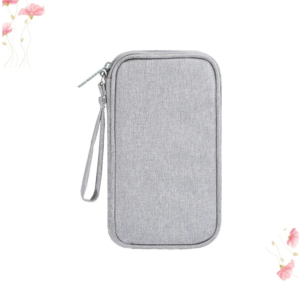 Gray Single Layer Shockproof Headset Data Cable Charging Treasure Storage Bag Portable Travel Digital Carrying Pouch Electronics