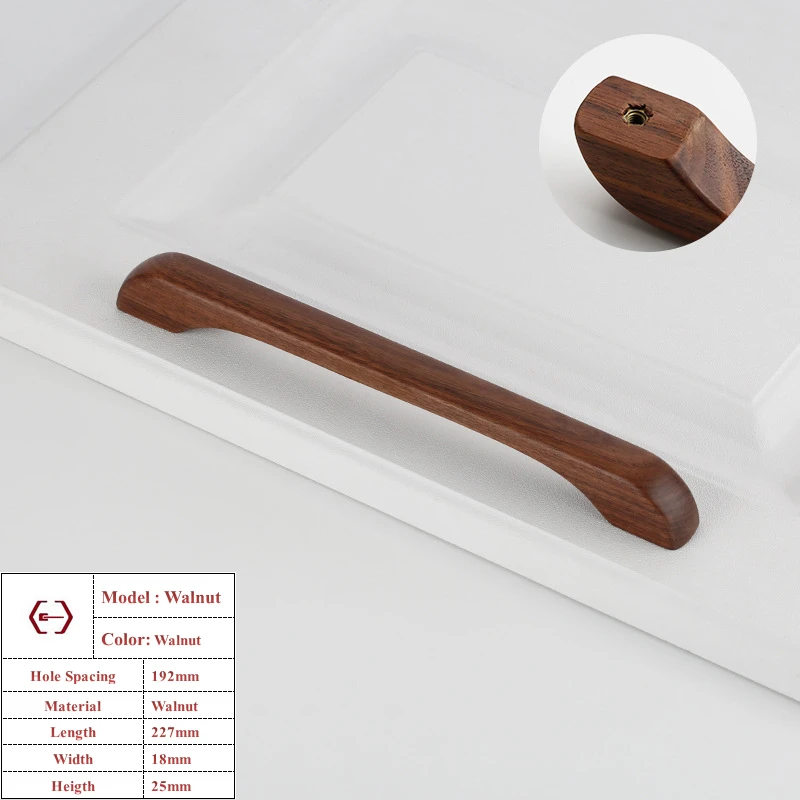 Walnoot Beuken Keukenkast Handvat Lade Massief Houten Meubeldeur Lade Ronde Knop Kast Houten Handvat Hardware Lange Trek