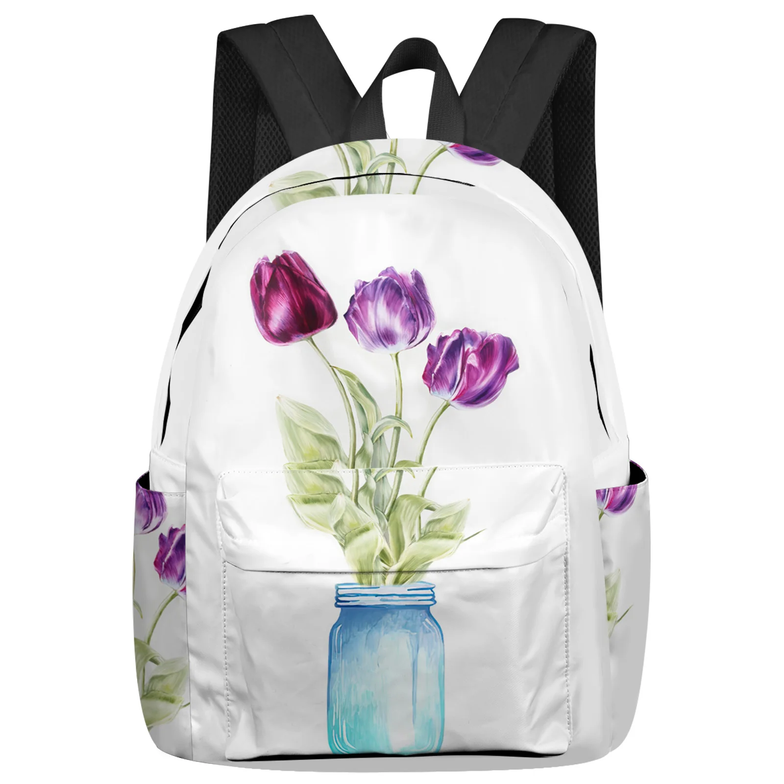 Tulips Flowers Vases Women Man Backpacks Waterproof Travel School Backpack For Student Boys Girls Laptop Book Pack Mochilas