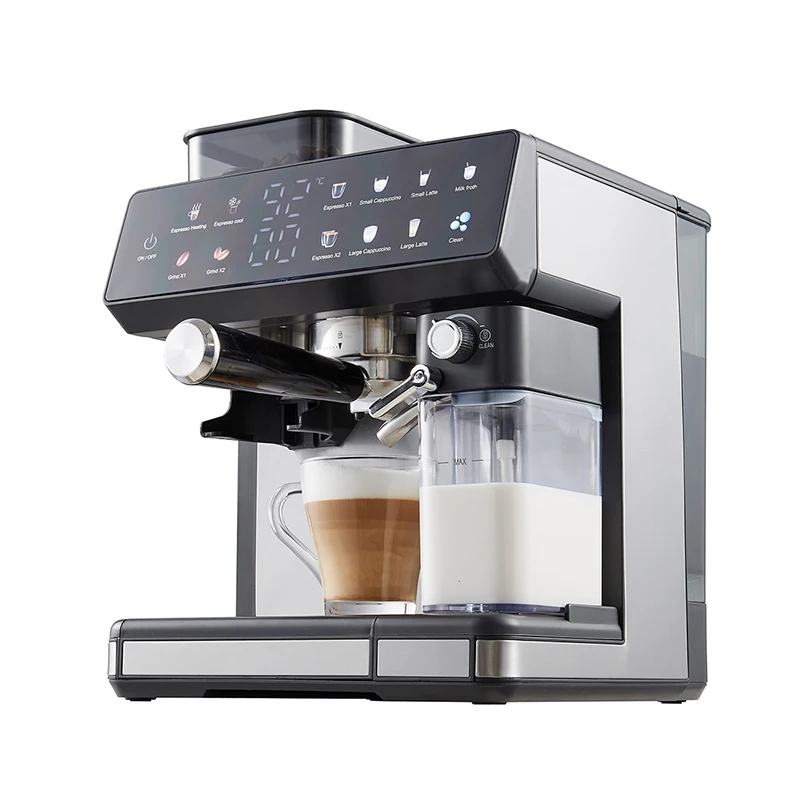 Big Multifunctional Full Automatic Smart Coffee Machine Espresso Cappuccino Latte Cold Brew Maker with Built In Grinder MilkTank