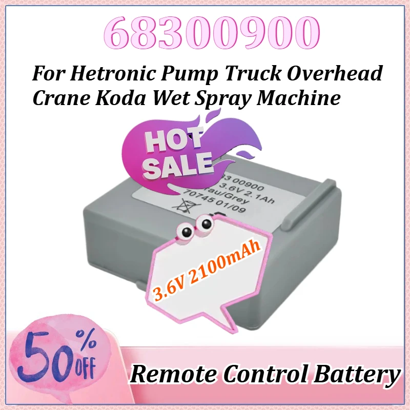 

3.6V 2100mAh 68300900 Remote Control Battery for Hetronic Pump Truck Overhead Crane Koda Wet Spray Machine Rechargeable Battery