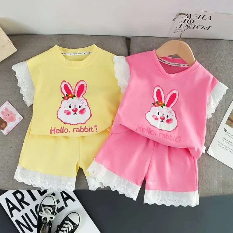 

New Summer Fashion Baby Girl Clothes Suit Children T-Shirt Shorts 2Pcs/Sets Toddler Clothing Infant Cute Costume Kids Tracksuits
