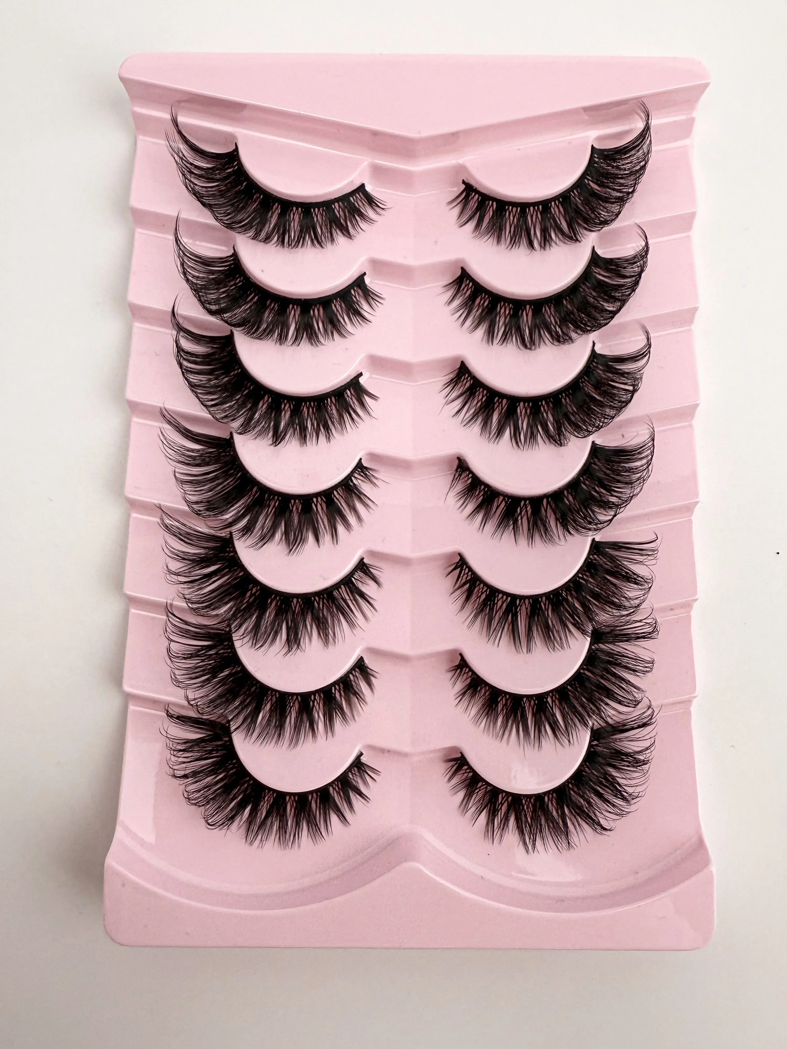 7 Pairs 3D Faux Mink Strip Lashes Fluffy Wispy Dramatic Voluminous Soft Reusable False Eyelashes Home & Salon Use