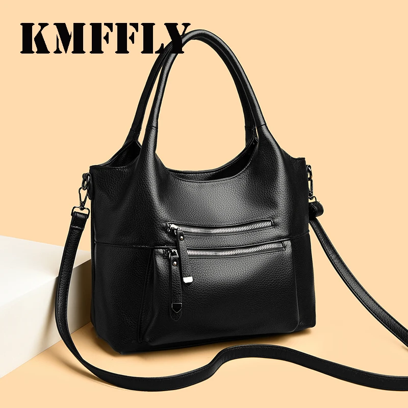 

Мягкая кожаная сумка-тоут с 3 основными отделениями, двумя передними карманами, большой вместимостью, на плечо или через плечо, для работы, поездок и повседневного использования