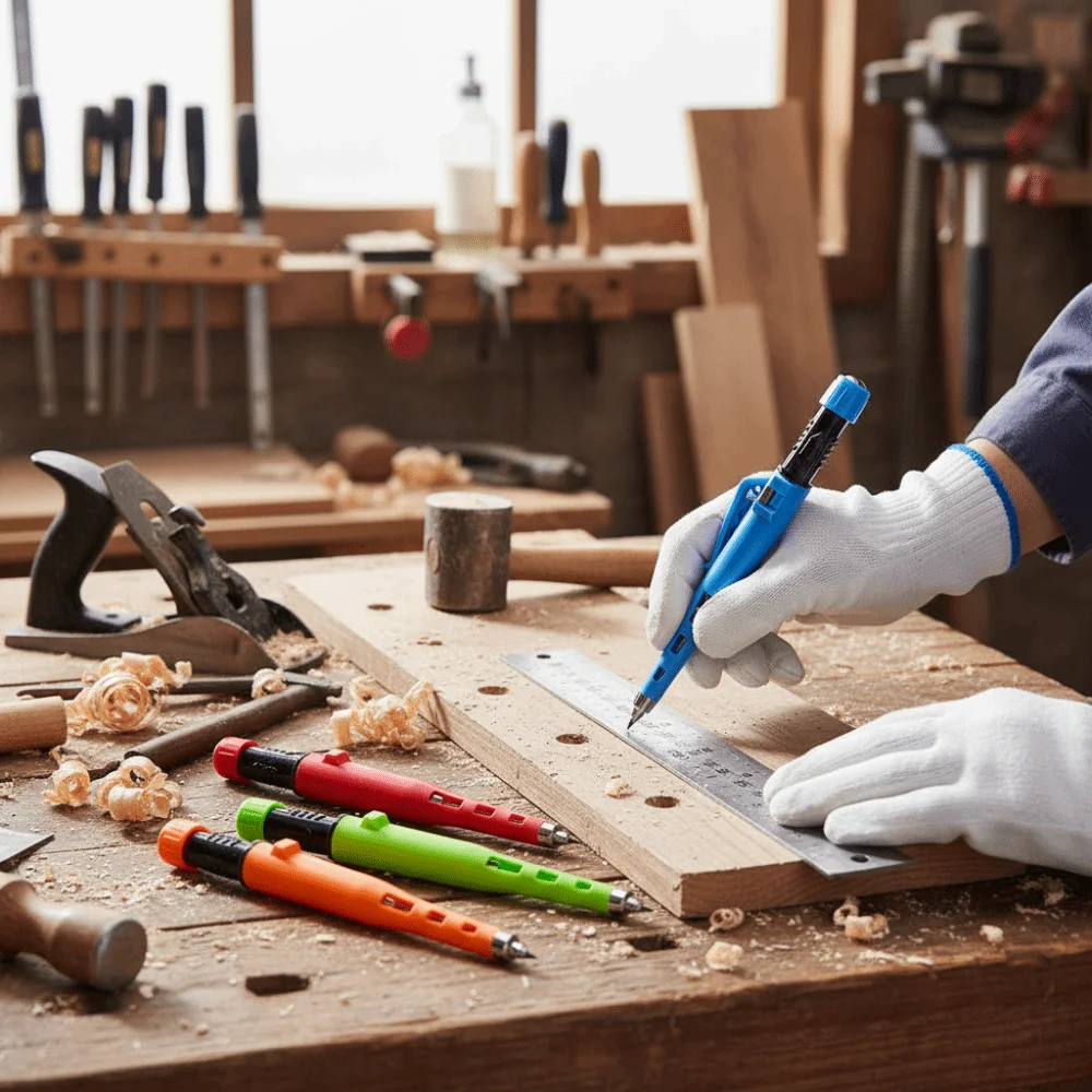 

2.8mm Lead Woodworking Mechanical Pencil Protective Case Built-In Sharpener Deep Hole Marking Pencil New Tip Design Pen Cap