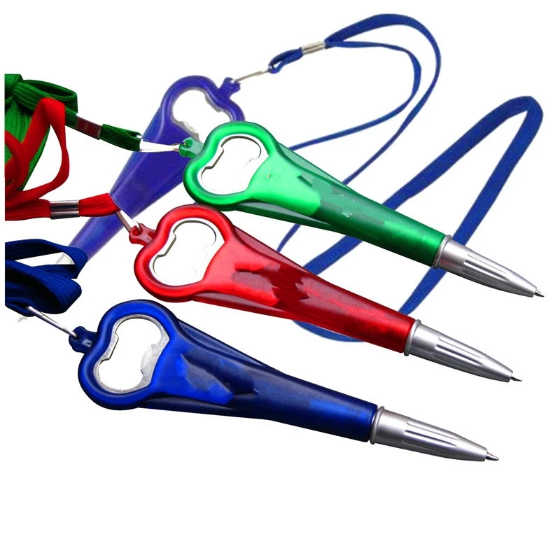 Ballpoint Pens Beer Bottle opener Pens Ball Lanyard pen office supplies Can customize your logo