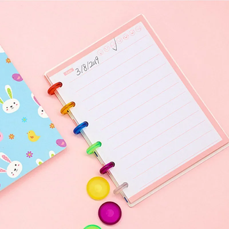 Libretas y diarios de Formthenon, planificador encuadernado de disco A6 Kawaii, papel de escritura para estudiantes, material escolar y de oficina