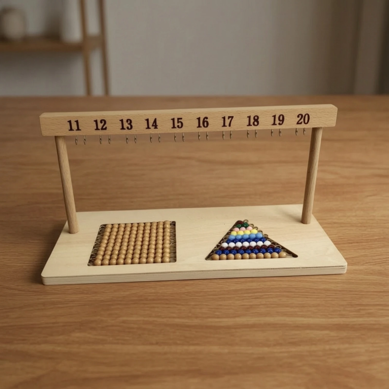Numbered Bead Rack with Triangular Base Area Homeschool Developmental Bead Rack Compact Safe for Preschoolers