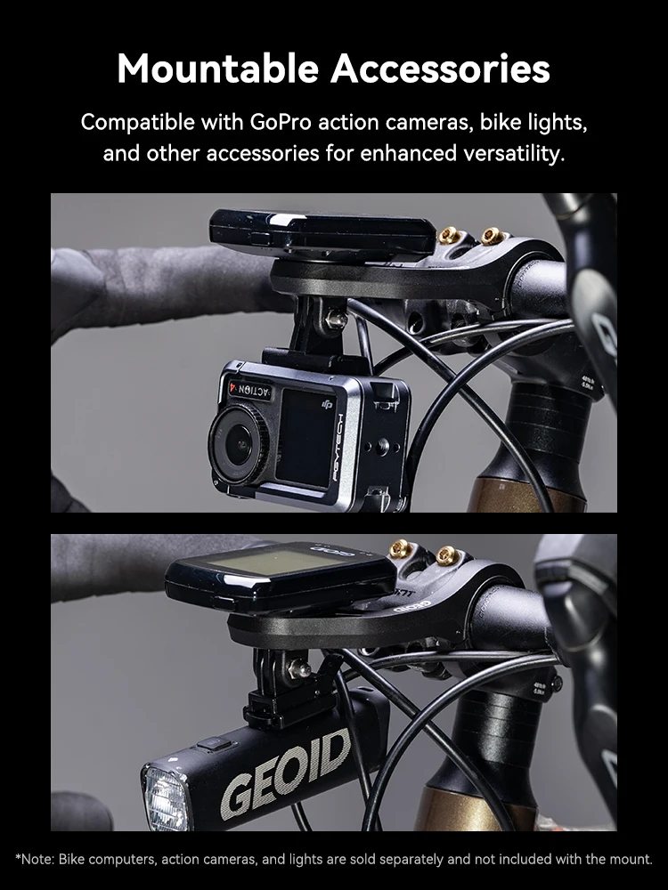 GEOID Bike Mount Extender Sportkamera GoPro Light & Computerhalterung für Garmin Bryton Wahoo Fahrradzubehör – Detail 4
