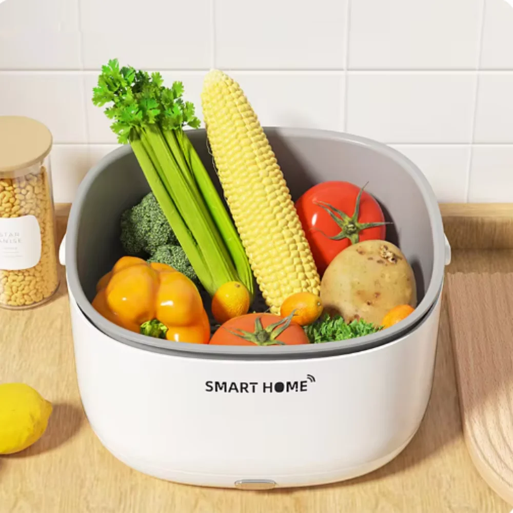 Electric Vegetable And Fruit Washing Machine Food Ultrasonic Washing Bucket Large Capacity Food Grains Purifie Home-appliance