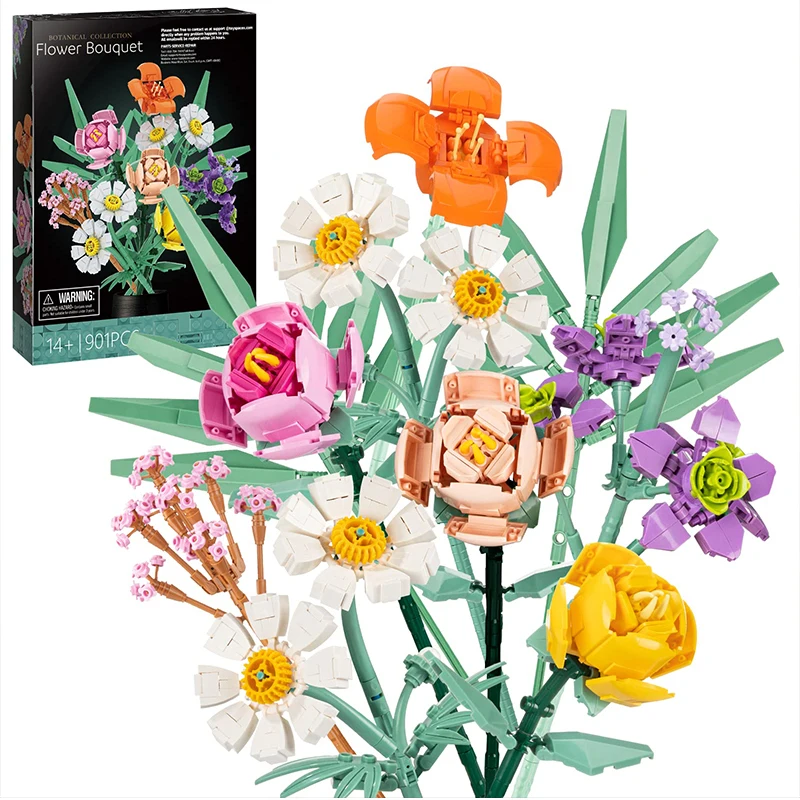 

Romantic Bouquet Building Block Diy Artificial Flower Building Bricks Toy Bouquet Decoration Girls Adults Kids Anniversary Gifts