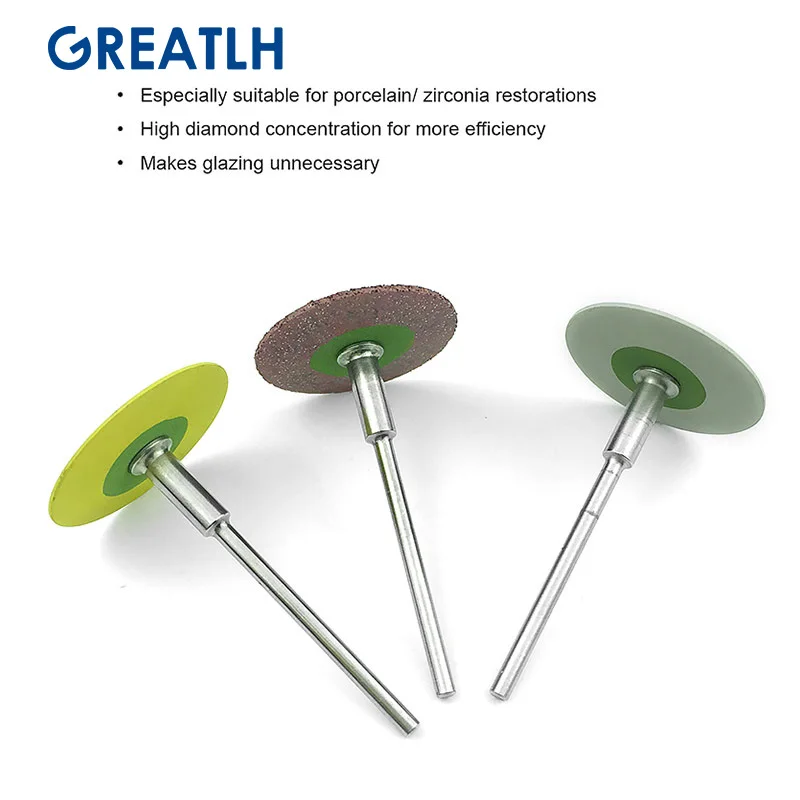 Dental Rubber Diamond Polisher Wheel Disc Polishing Tools for Zirconia Porcelain Restorations Dental Tools