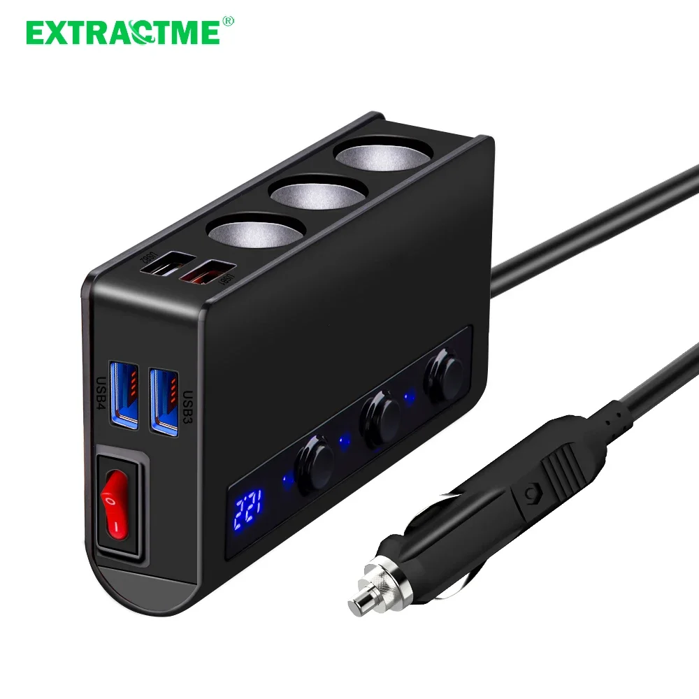 

Extractme Quick Charge 3.0 Зарядное устройство прикуривателя USB-порты Type-C Автомобильное быстрое зарядное устройство для транспортных средств