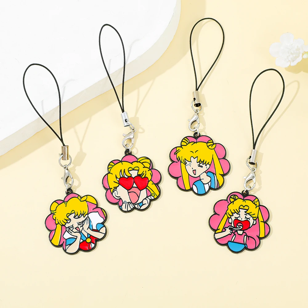 4pcs Sailor Moon  Cosplay Keychain Unisex Kawaii Keyring Key Chain Phone Chain Bag Pendant Accessories Prop view 5