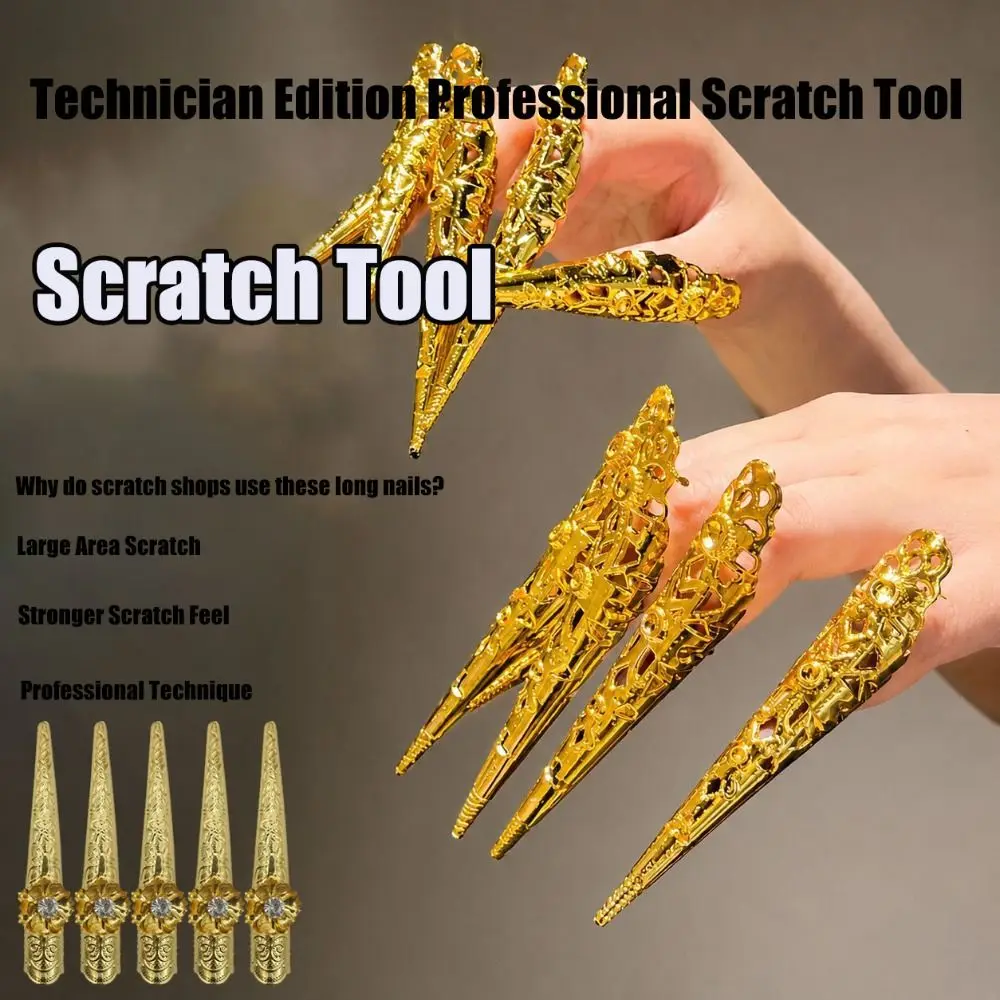 10PCS Adjustable Opening Claw Ring Hollow Design Long Nails Fingertip Nail Ring Punk Style Vintage Style Cosplay Jewelry