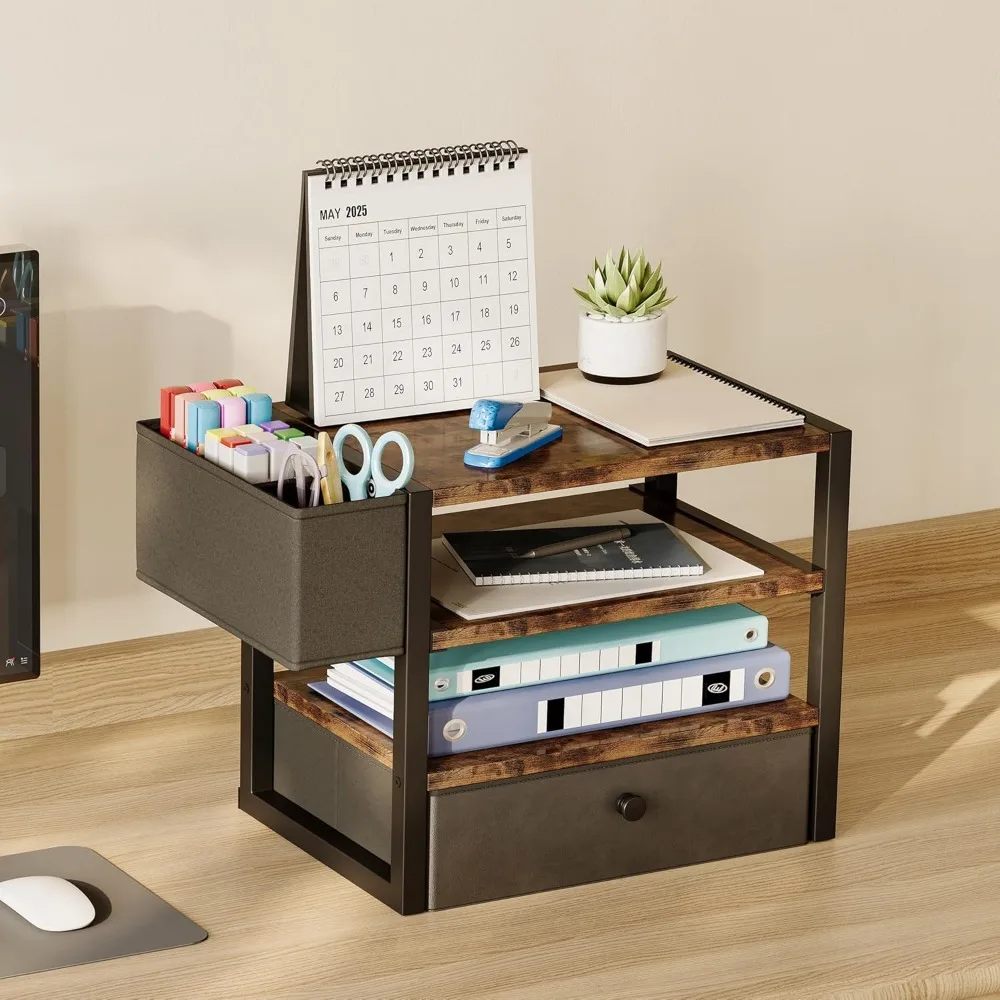 منظمات المكتب وملحقاتها، منظم ملفات صينية الحروف الورقية من 4 طبقات مع درج قماش و3 حامل أقلام، ملحق مكتب المكتب