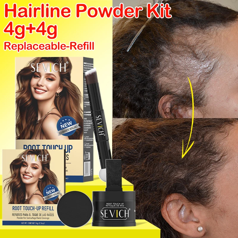 

SEVICH 4g+4g Replaceable Hairline Powder Kit Waterproof Refill Hairline Shadow Powder Root Cover Up Hair Concealer Makeup Brush