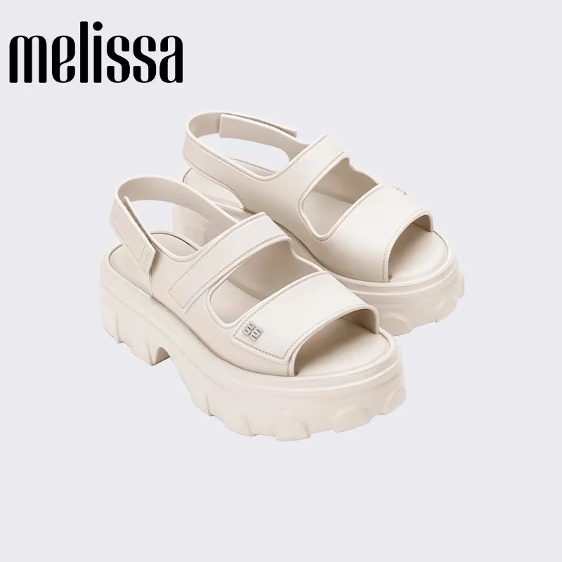 Mini Melissa 2025 zapatos de gelatina para mujer, zapatos de playa Matsuke con parte inferior ondulada a la moda, sandalias Retro con forma de corazón y flores para mujer