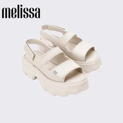Mini Melissa 2025 Women's Jelly Shoes Fashion Wavy Bottom Matsuke Ladies Beach Shoes Fashion Retro Flower Heart Sandals Female
