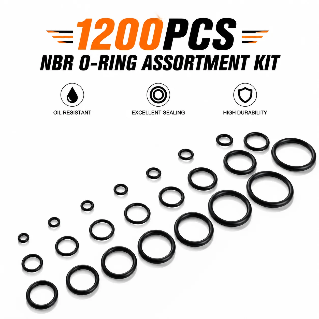 1200 Pieces of CS 1.5/2.4/3.1 Mm Outer Diameter 6-28 Mm O-ring Kit for Construction Machinery Oil Resistant Rubber Rings