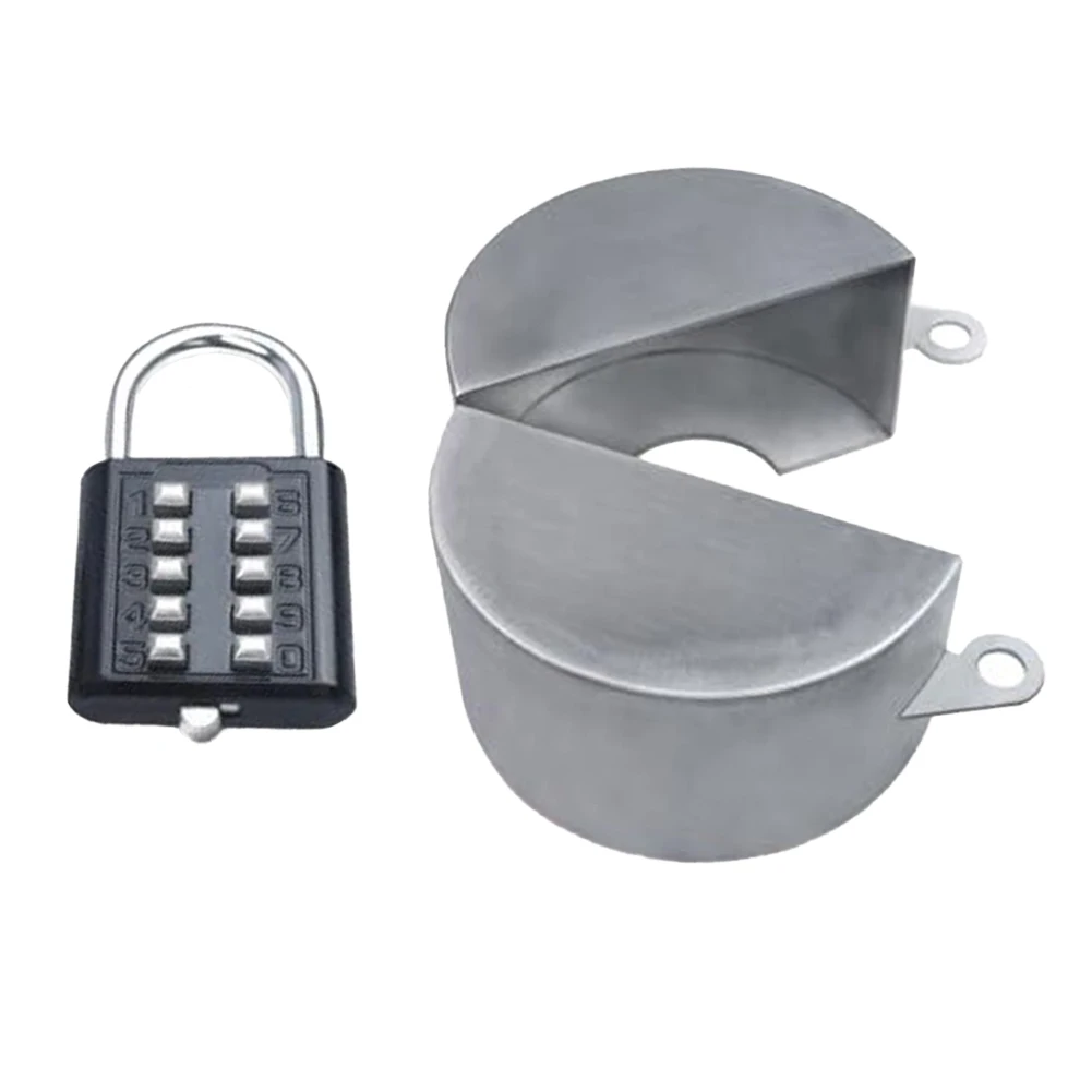 Silver Combination Lock Case For Outdoor Faucet Hose Bib Tap Water Spigot Security Cover Theft And Water Waste Yard