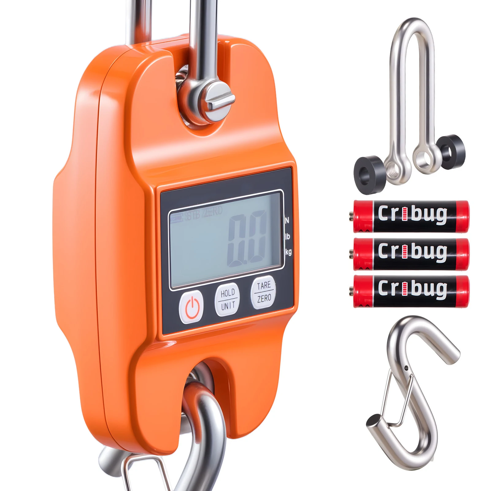 SucceBuy 880 lbs/400 kg Digital Crane Scale Handheld Hanging Scale with LCD Display 0.2 lbs Division for Farm Hunting Fishing