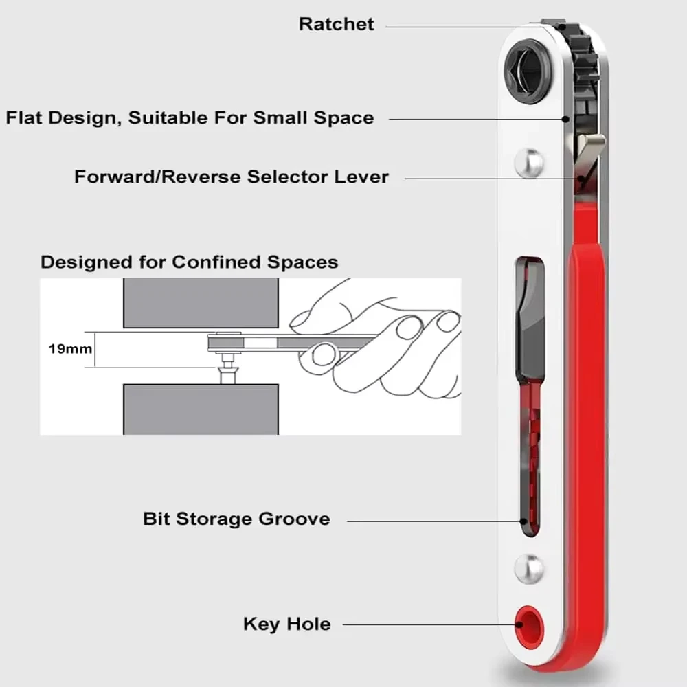 Multi-functional Two-way Ratchet Screwdriver Elbow Flat Head Small Spanner Driver Cross Slotted Dual-Drive Head Screwdriver Tool