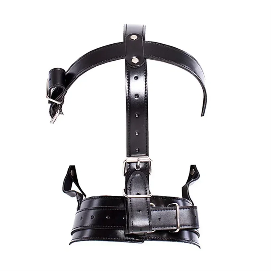 Leather Fetish Headgear BDSM Bondage Headgear Mask Hood Restraint Adult Cosplay Female Man Sex Toys for Couples Women Fetish Gay