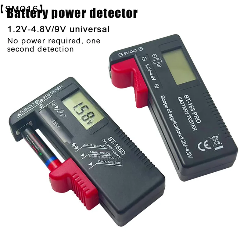 BT-168D Battery Tester Universal Digital LCD Tester AA AAA CD 9V 1.5V Button Cell Voltage Battery Voltage Tester【SMQ】