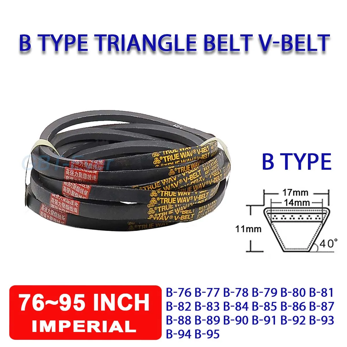 

1Pcs B Type Triangle Belt V-belt Mechanical Industrial Transmission Belt B-76/77/78/79/80/81/82/83/84/85/86/87/88/89/90 ~95 Inch