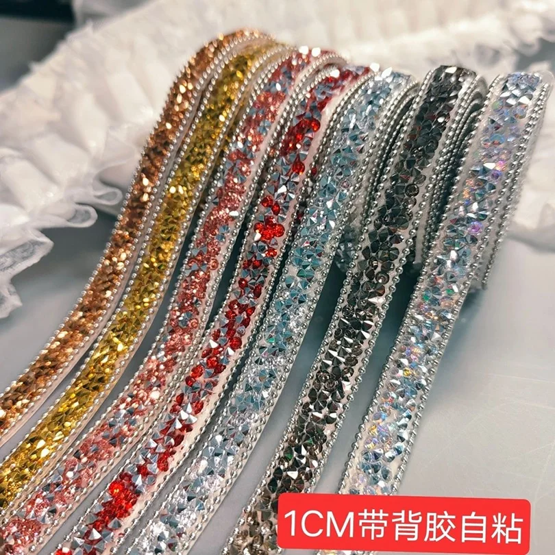 Resin drill strip lace hot drill backing adhesive self-adhesive water drill DIY shoe decoration accessories with diamond adhesiv