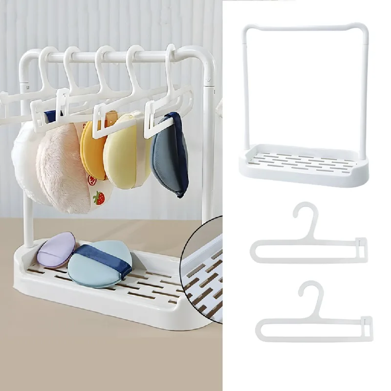 Powder Puff Drying Rack Mini Clothes Rack Small Detachable Makeup Egg Puff Clean Drying Rack Plastic Hanger Display Organizer