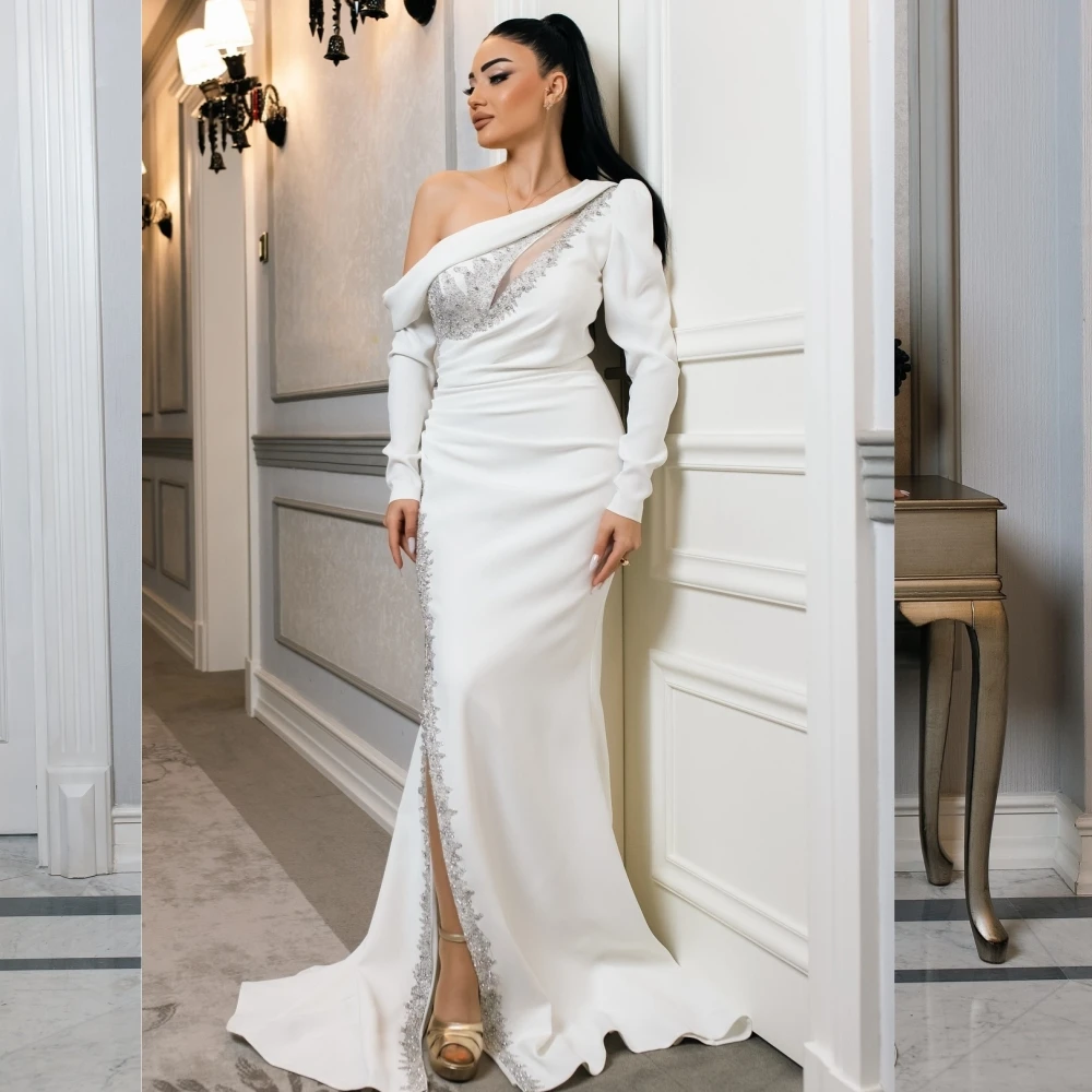Customized Jersey Sequined Celebrity Sheath One-shoulder  Bespoke Occasion Gown Long Dresses