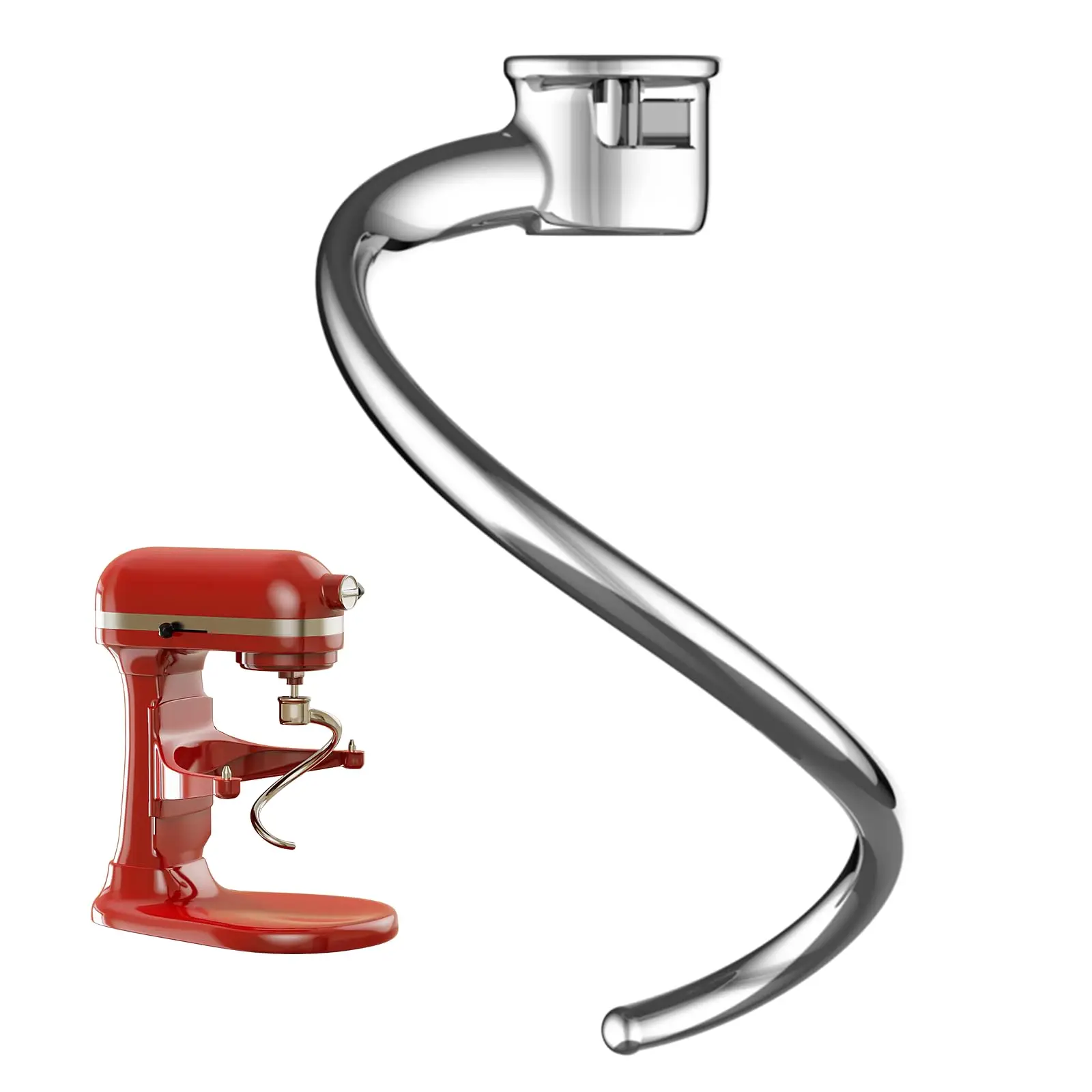 Gancho para amasar Gvode para batidoras KitchenAid 5Plus/6QT con tazón elevable, acero inoxidable, apto para lavavajillas, no apto para batidoras con cabezal inclinable