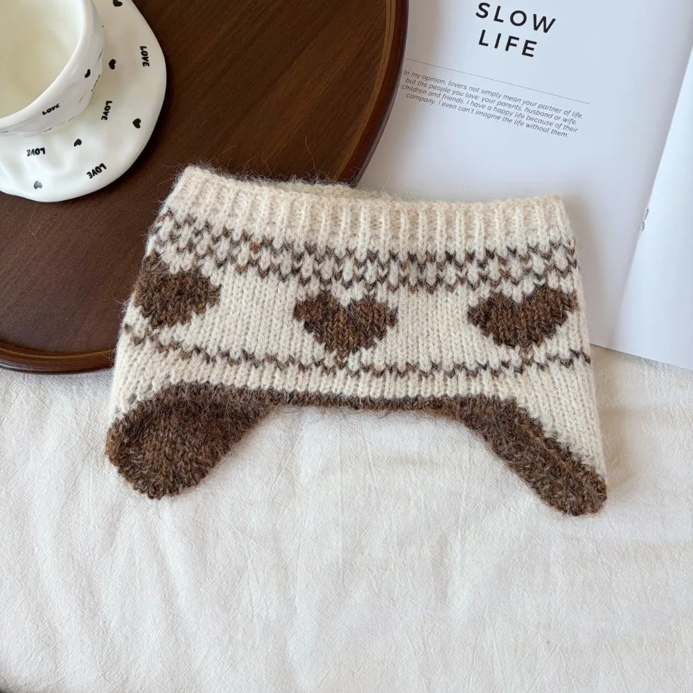 New Warm Knitted Ear Cover Heart-shaped Snowflake Ear Warmer Windproof Thickened Winter Earmuffs Women