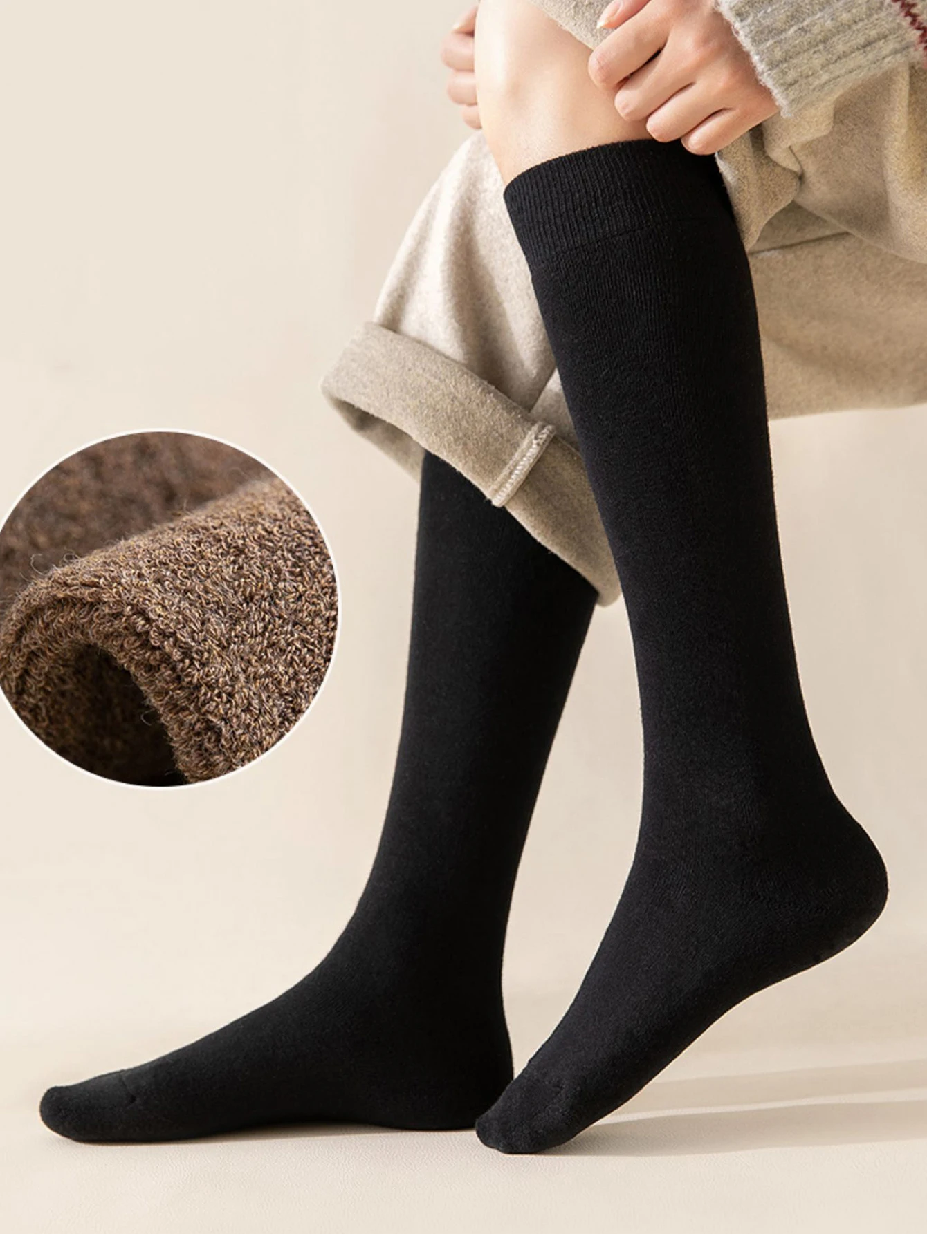 Женские осенние и зимние мягкие толстые меховые короткие носки, морозостойкие и теплые длинные носки-трубочки, студенческие гольфы в корейском стиле
