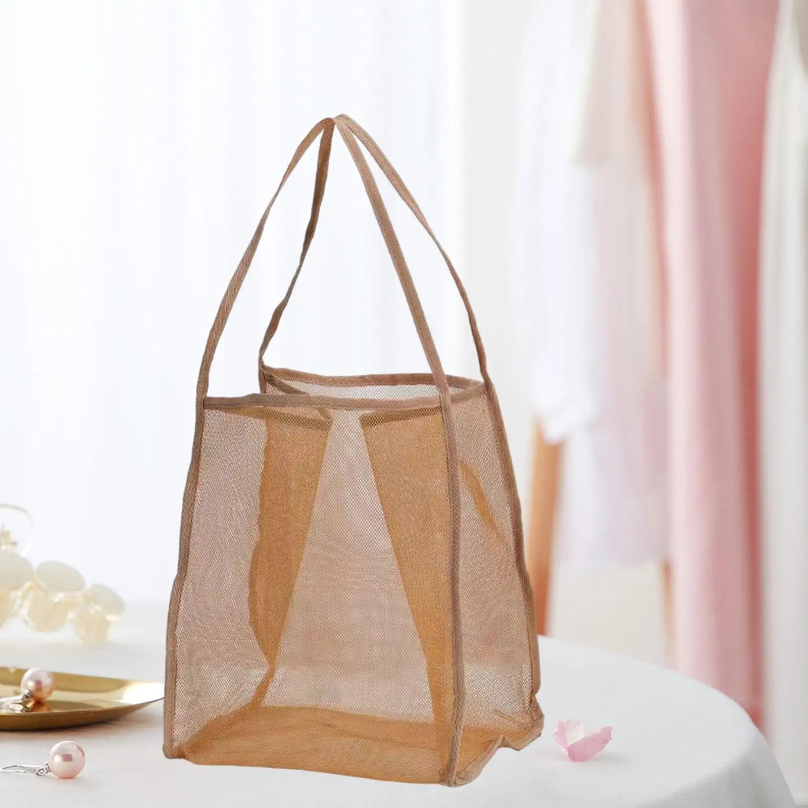 

Mesh Beach Tote Bag Large Womens Shoulder Bags Handbag with Inner Pocket for Holidays Swimming Pools Fishing Shopping Vacation
