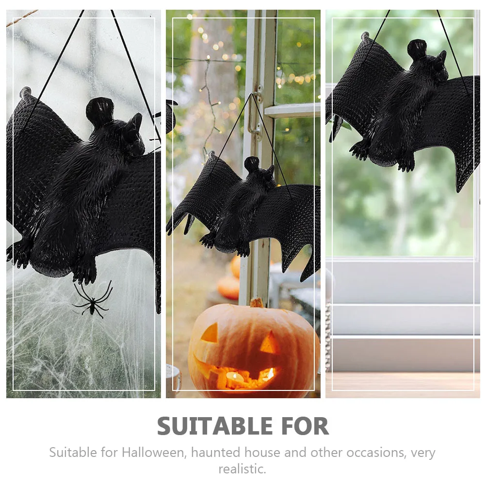 

10pcs Halloween Bat Pendants Hanging Rubber Decor Realistic Party Ornaments For Window Door Wall Tree Yard Outdoor Decoration