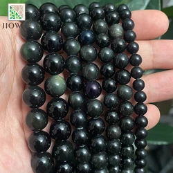 4/6/8/10/12/14mm Natural  Black Obsidian Stone Round Beads for Jewelry Making DIY Bracelet Earrings Accessories 15