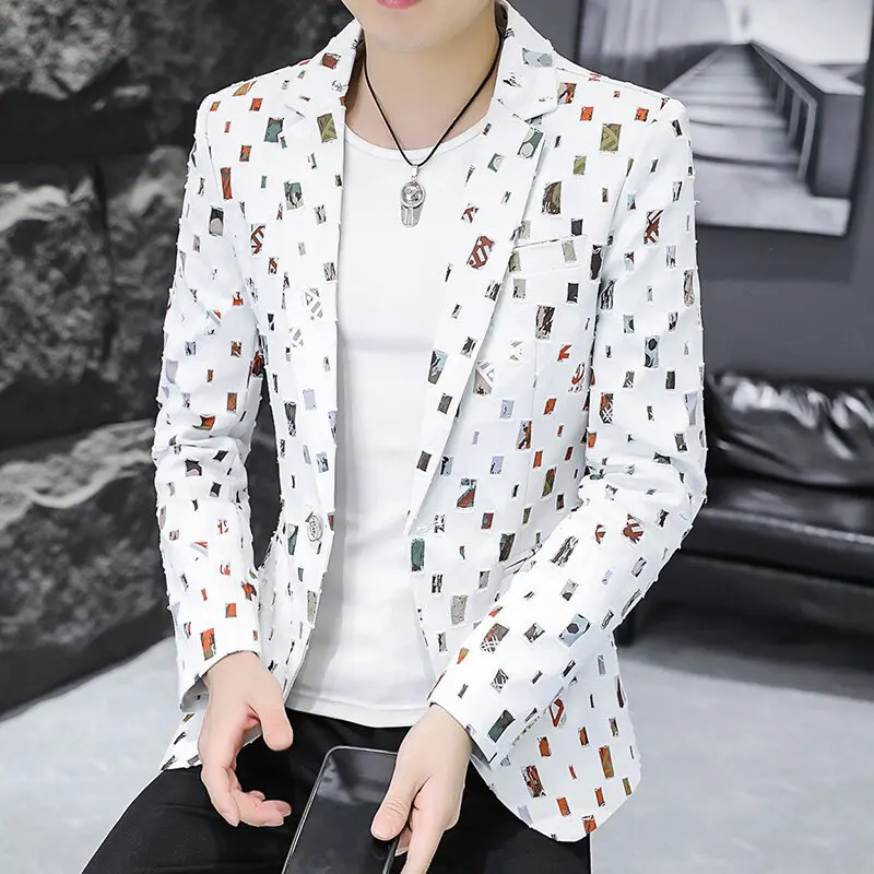 2025 Men Blazer Fashion Handsome men's casual suit Korean Version Slim Boutique Business Leisure Four Seasons coats single west